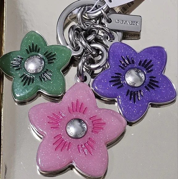 Coach Wildflower Cluster Bag Charm Keychain New with Tags - Picture 2 of 9